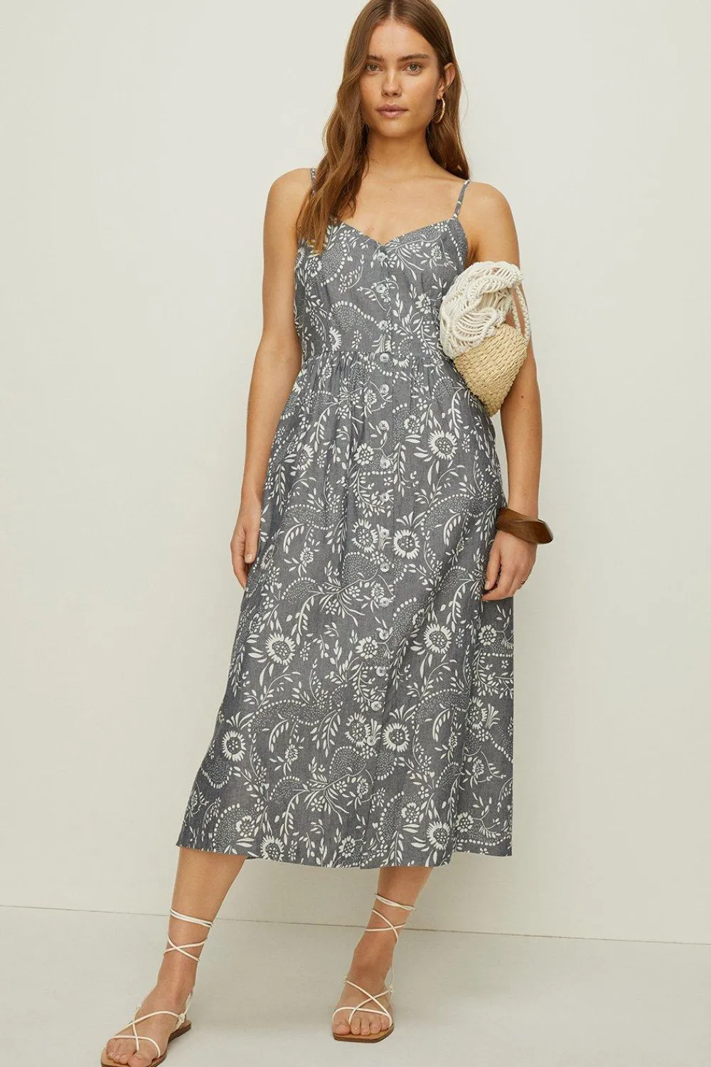 Online Oasis Petite Printed Chambray Midi Dress Multi