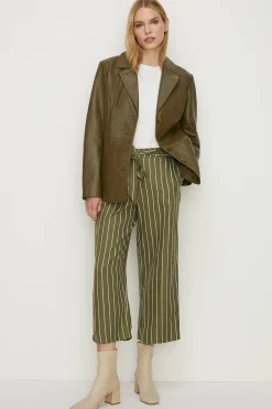 Clearance Oasis Petite Printed Wide Leg Trouser Khaki