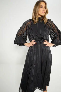 Outlet Oasis Petite Rachel Stevens Satin Lace Trim Midi Black
