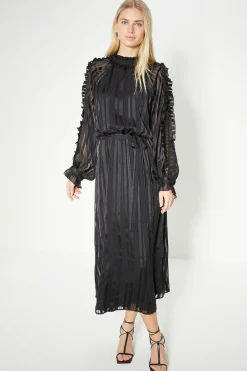 Outlet Oasis Petite Rachel Stevens Satin Lace Trim Midi Black
