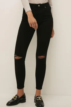 Best Oasis Petite Ripped High Waisted Skinny Jean Mid Blue