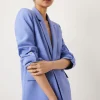 Discount Oasis Petite Roll Sleeve Tab Detail Tailored Blazer Blue