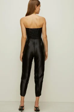 Outlet Oasis Petite Satin Bandeau Jumpsuit Black
