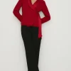 New Oasis Petite Satin Collar Wrap Crepe Blazer Red