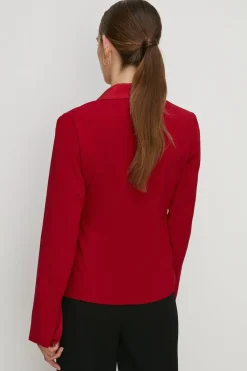 New Oasis Petite Satin Collar Wrap Crepe Blazer Red