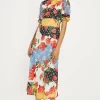 Online Oasis Petite Short Sleeve Floral Print Midi Tea Dress Multi