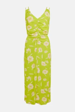 Online Oasis Petite Silhouette Floral Print Midi Dress Acid Lime