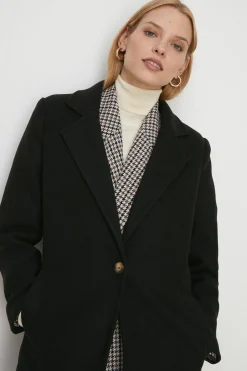 Online Oasis Petite Single Breasted Relaxed Coat Black