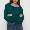 Discount Oasis Petite Slash Neck Knitted Jumper Forest
