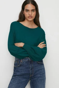 Discount Oasis Petite Slash Neck Knitted Jumper Forest