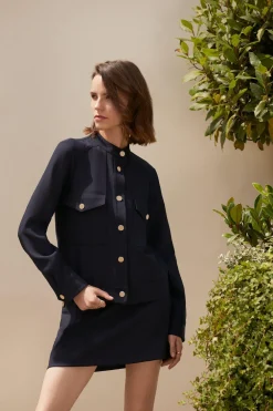 Online Oasis Petite Smart Boxy Pocket Detail Jacket Navy