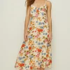 Best Oasis Petite Stem Floral Strappy Midi Dress Ivory