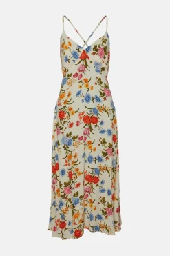 Best Oasis Petite Stem Floral Strappy Midi Dress Ivory