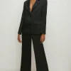 Outlet Oasis Petite Stretch Satin Straight Leg Trouser Black