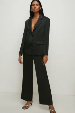 Outlet Oasis Petite Stretch Satin Straight Leg Trouser Black
