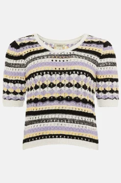New Oasis Petite Stripe Stitch Knitted Jumper Black