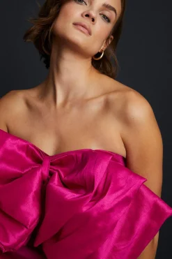 Fashion Oasis Petite Taffeta Bow Mini Dress Pink