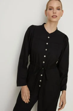 Clearance Oasis Petite Tencel Jumpsuit Black