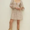 Discount Oasis Petite Tie Front Ditsy Printed Broderie Dress Floral