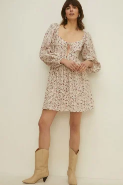 Discount Oasis Petite Tie Front Ditsy Printed Broderie Dress Floral