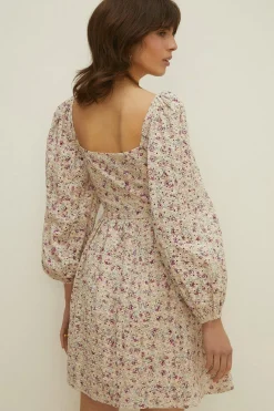 Discount Oasis Petite Tie Front Ditsy Printed Broderie Dress Floral