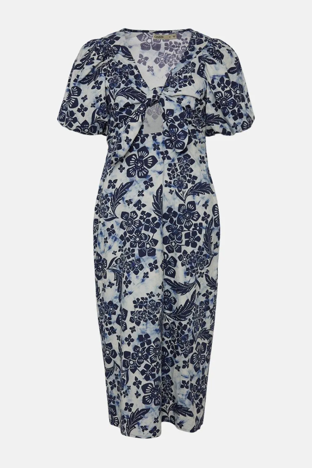 Discount Oasis Petite Tie Front Floral Printed Midi Dress Blue