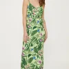 Fashion Oasis Petite Tropical Print Strappy Maxi Dress Green