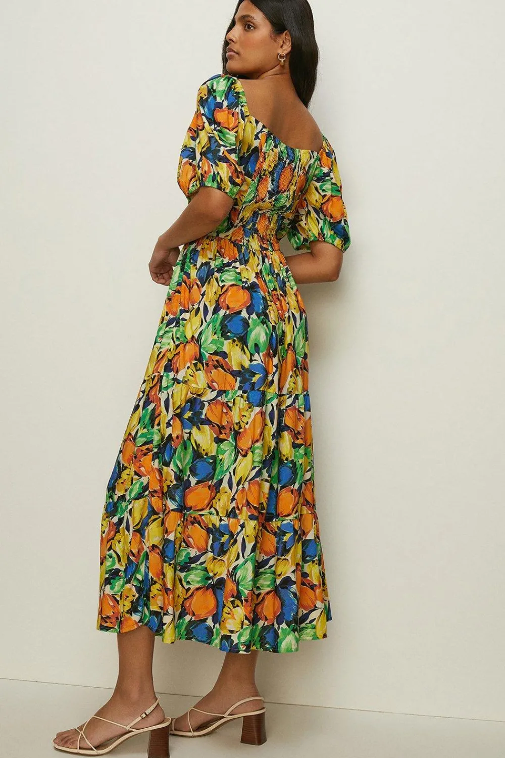 Outlet Oasis Petite Tulip Printed Square Neck Midi Dress Multi