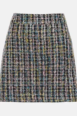Sale Oasis Petite Tweed Split Detail Mini Skirt Multi