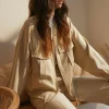 Hot Oasis Petite Twill Utility Crop Jacket Camel