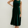 Discount Oasis Petite Velvet Cowl Back Empire Midaxi Dress Bottle Green