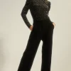 Sale Oasis Petite Velvet Wide Leg Trouser Black