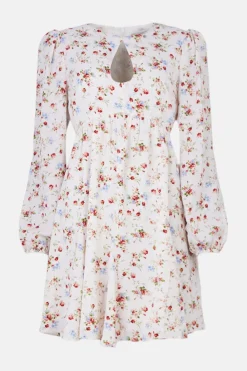 New Oasis Petite Vintage Keyhole Skater Dress Rose