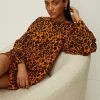 Online Oasis Petite Volume Sleeve Floral Shift Dress Orange