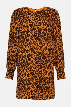 Online Oasis Petite Volume Sleeve Floral Shift Dress Orange