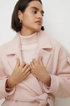 Fashion Oasis Petite Wool Mix Balloon Sleeve Coat Pink