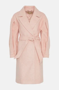 Fashion Oasis Petite Wool Mix Balloon Sleeve Coat Pink