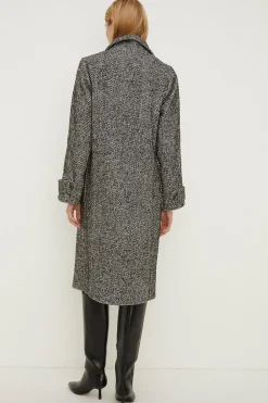 Fashion Oasis Petite Wool Mix Herringbone Oversized Coat Black