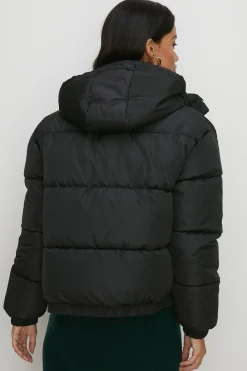 Online Oasis Petite Zip Through Puffer Coat Black