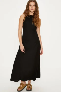 Hot Oasis Pique Halterneck Aline Midi Dress Black