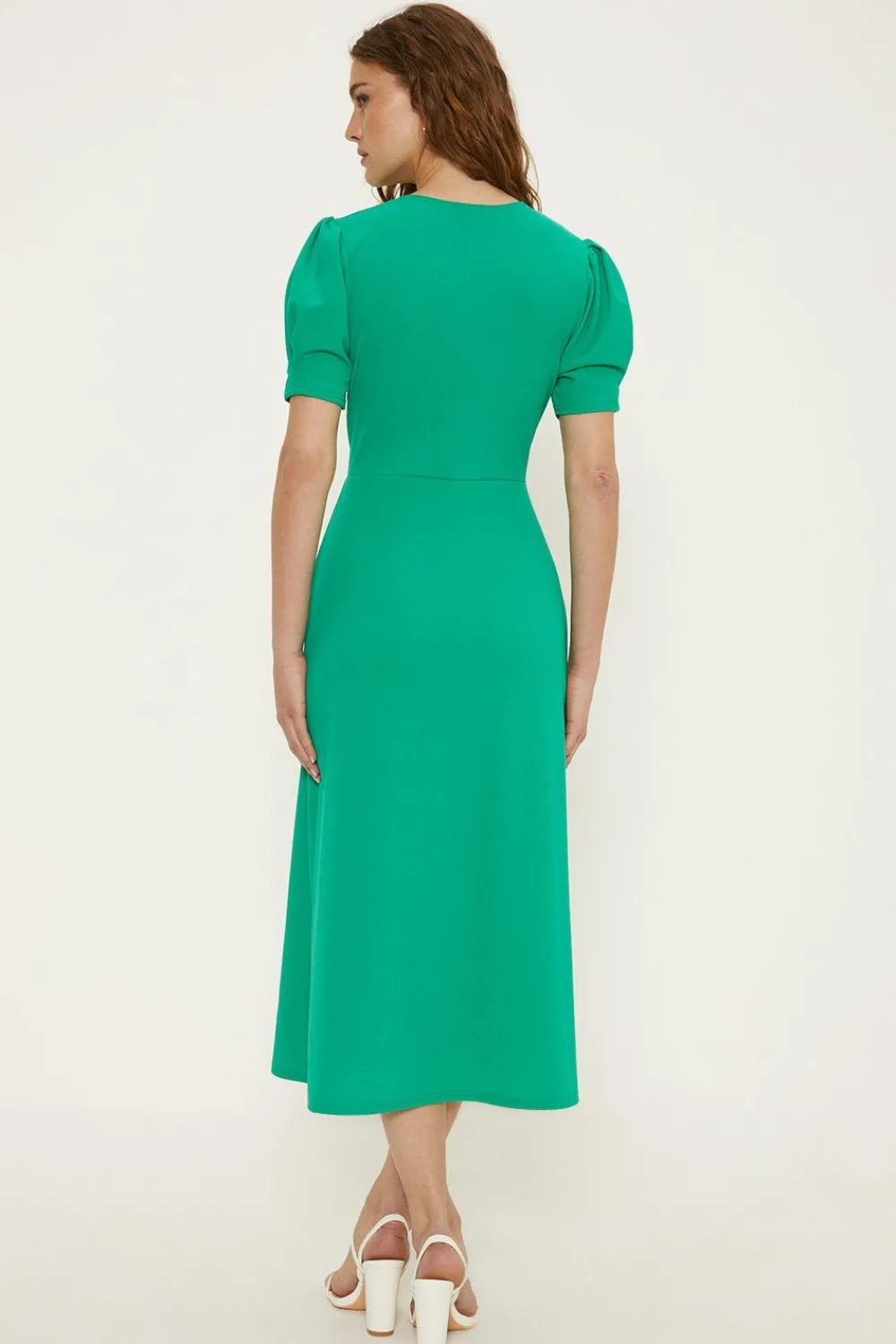 Best Oasis Plain Stretch Crepe Twist Front Midi Dress Green