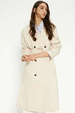Online Oasis Pleat Detail Belted Trench Coat Beige