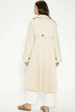 Online Oasis Pleat Detail Belted Trench Coat Beige