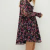 Clearance Oasis Pleated V Neck Floral Skater Dress Multi