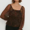 Clearance Oasis Plisse Scoop Neck Top Leopard
