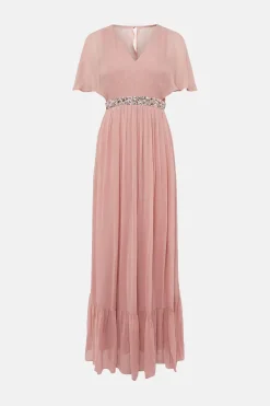 Online Oasis Plunge V Neck Embellished Waist Maxi Lilac