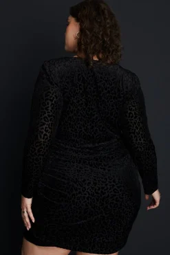 Best Oasis Plus Animal Burnout Velvet Ruched Mini Black