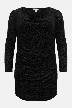 Best Oasis Plus Animal Burnout Velvet Ruched Mini Black