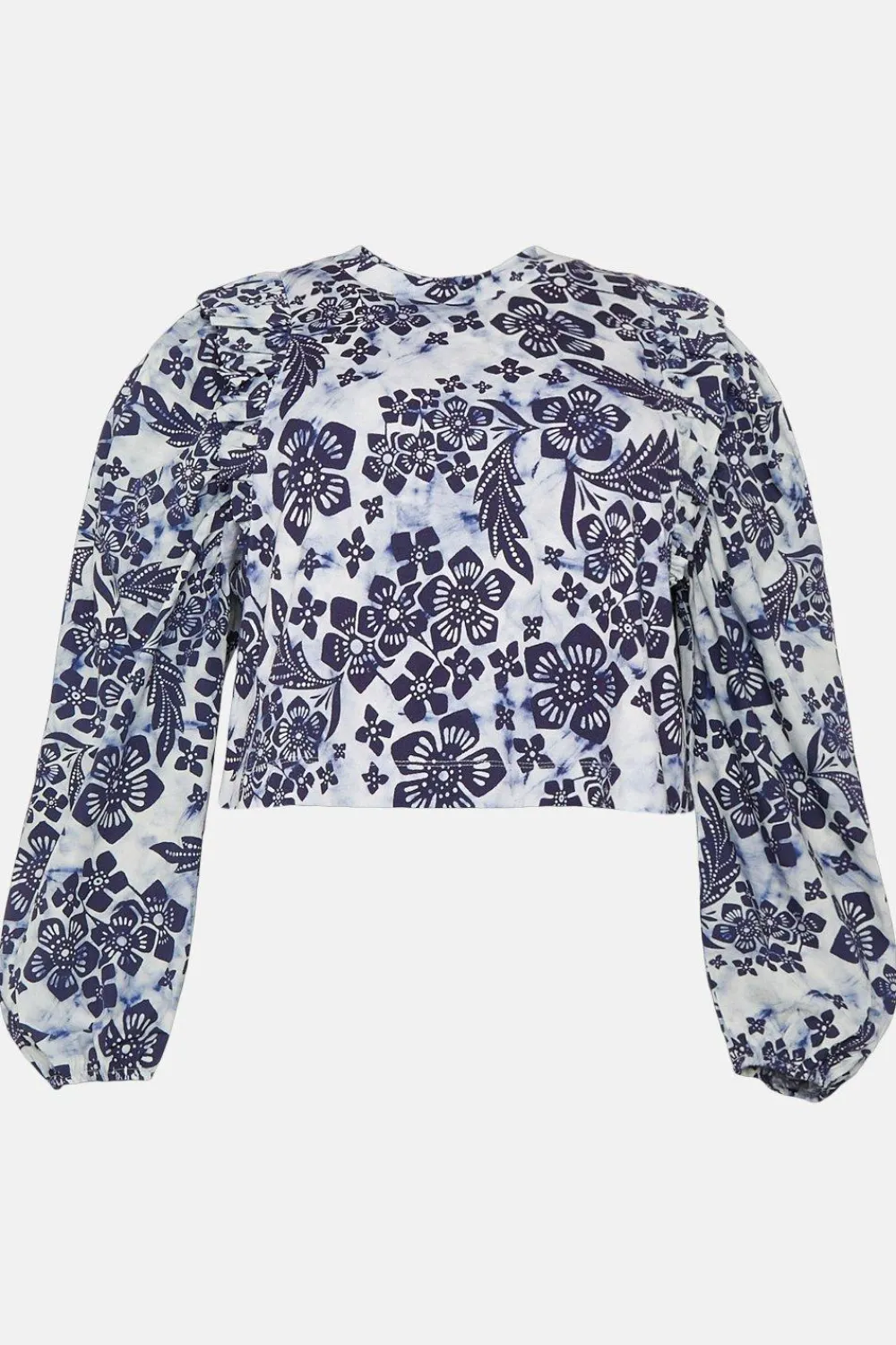 New Oasis Plus Floral Woven Mix Frill Detail Sweatshirt Ivory