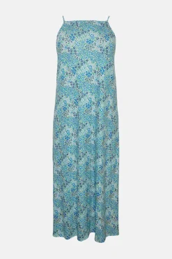 Outlet Oasis Plus Size Abstract Print Trapeze Maxi Dress Blue